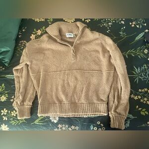 Anthropologie Tan Quarter-Zip Sweater